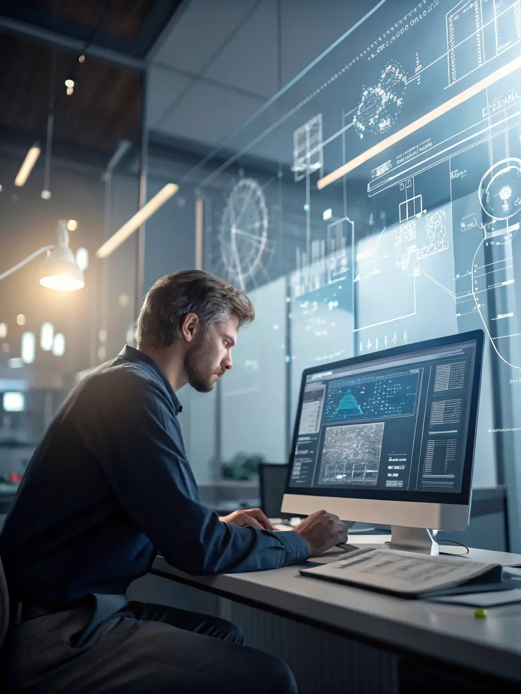 An image of a software engineer working on customizing an SAP interface, highlighting Canaveral Associates' expertise in tailoring ERP systems for aerospace and defense clients.